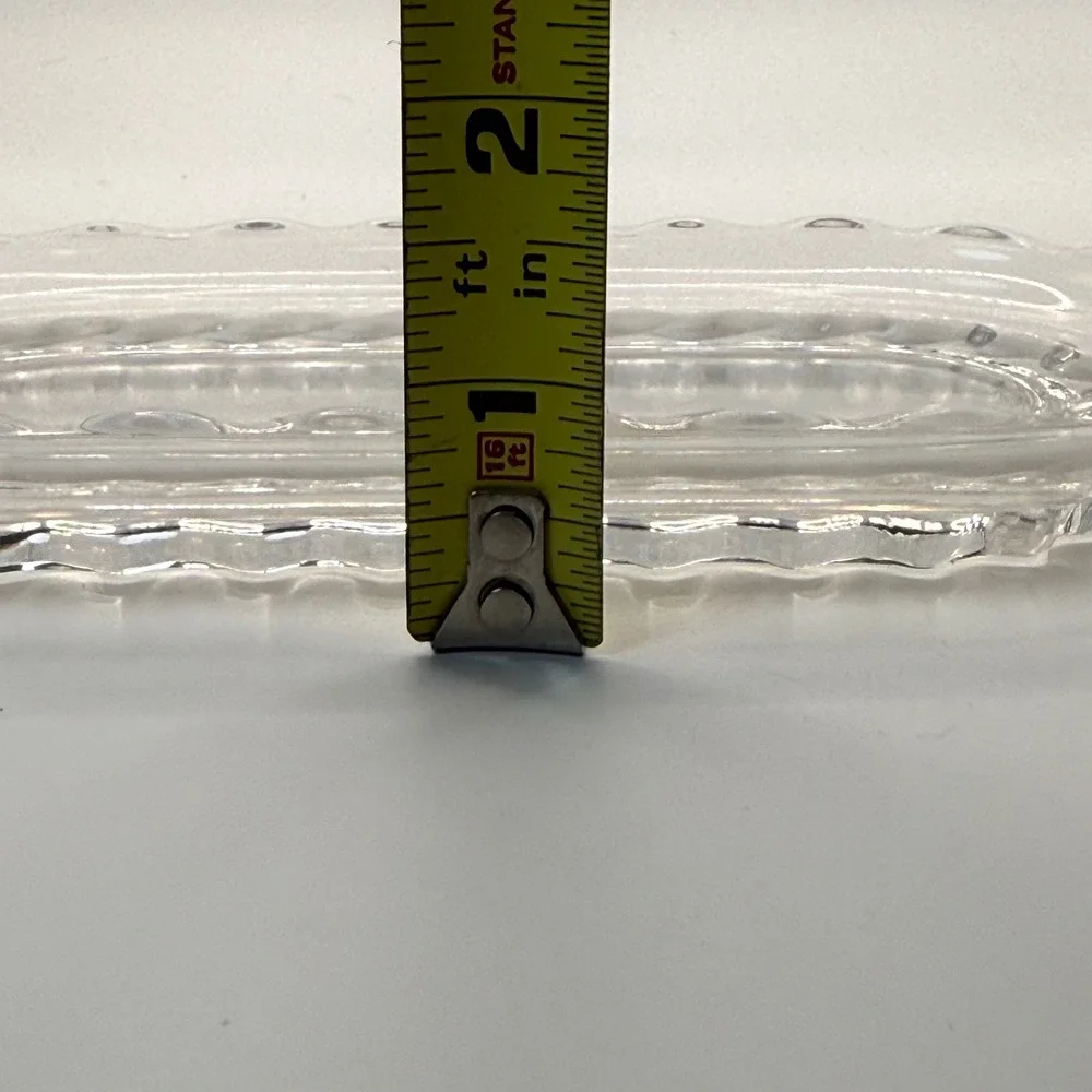Vintage Clear Pressed Glass Relish Dish Scalloped Oval Serving Tray Tab Handles